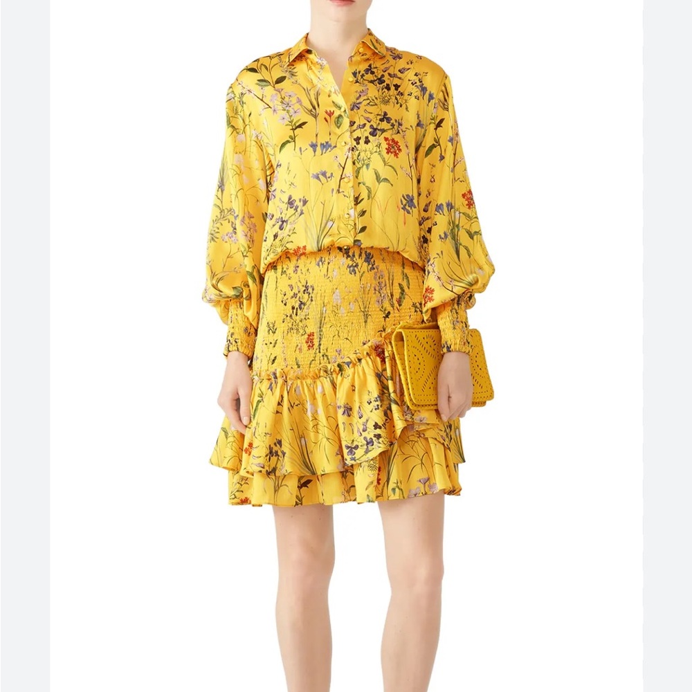 Alexis Yellow Floral Smocked Mini Dress